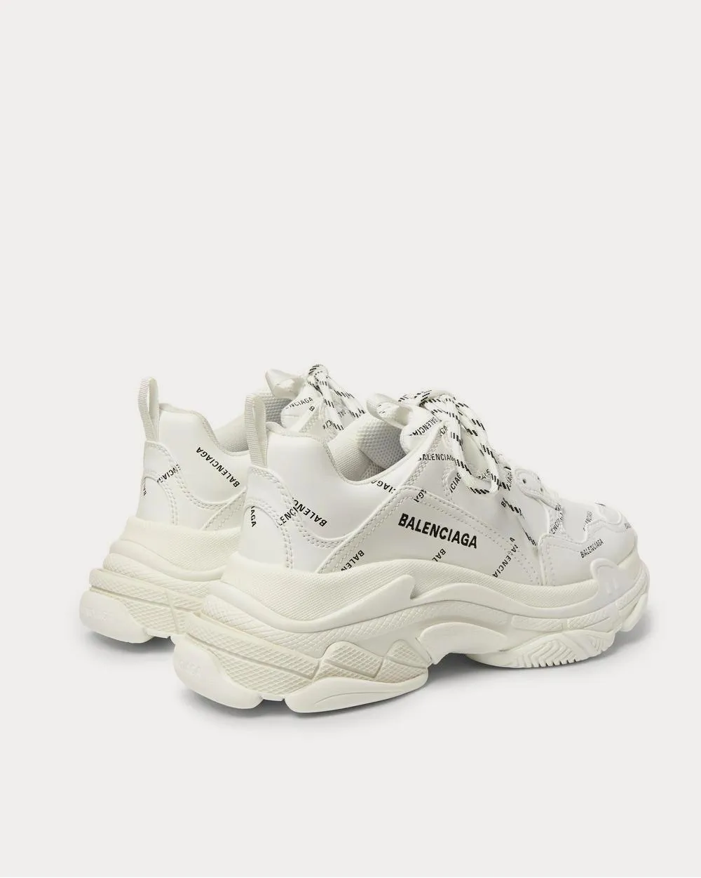 Triple S Logo-Print Faux Leather  White low top sneakers