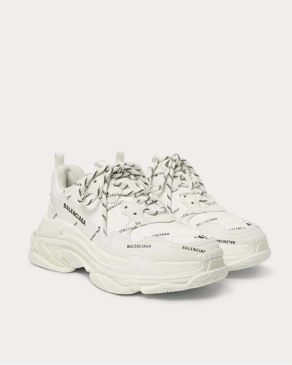 Triple S Logo-Print Faux Leather  White low top sneakers