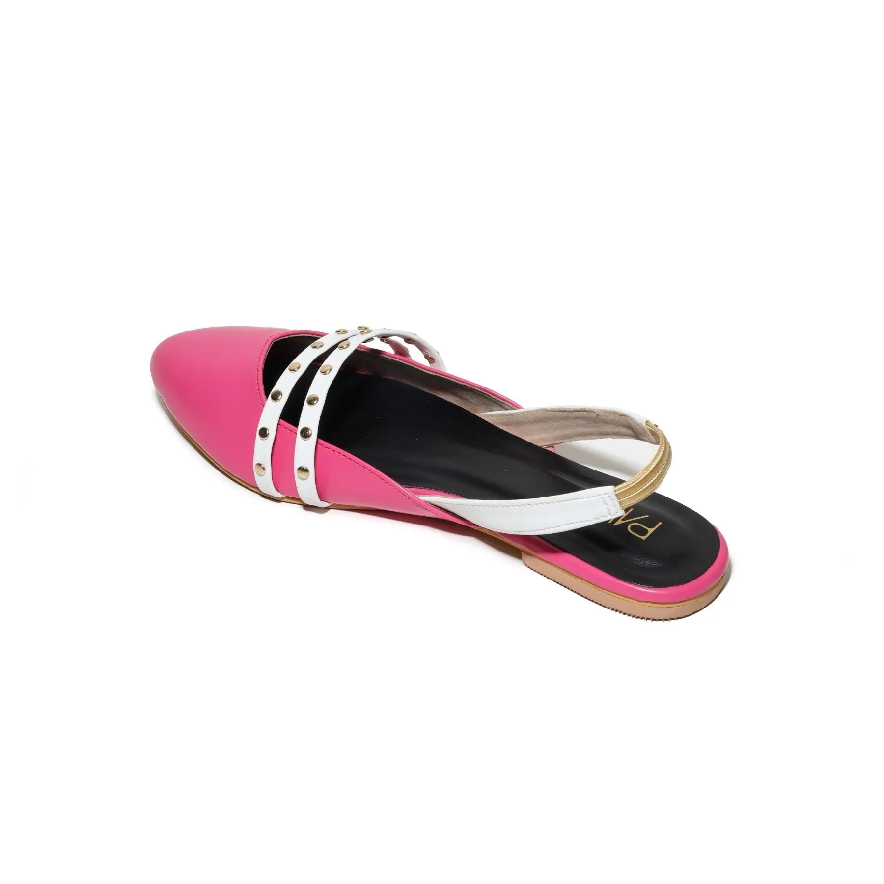 Tsilivi Pink & White Strapped Mules