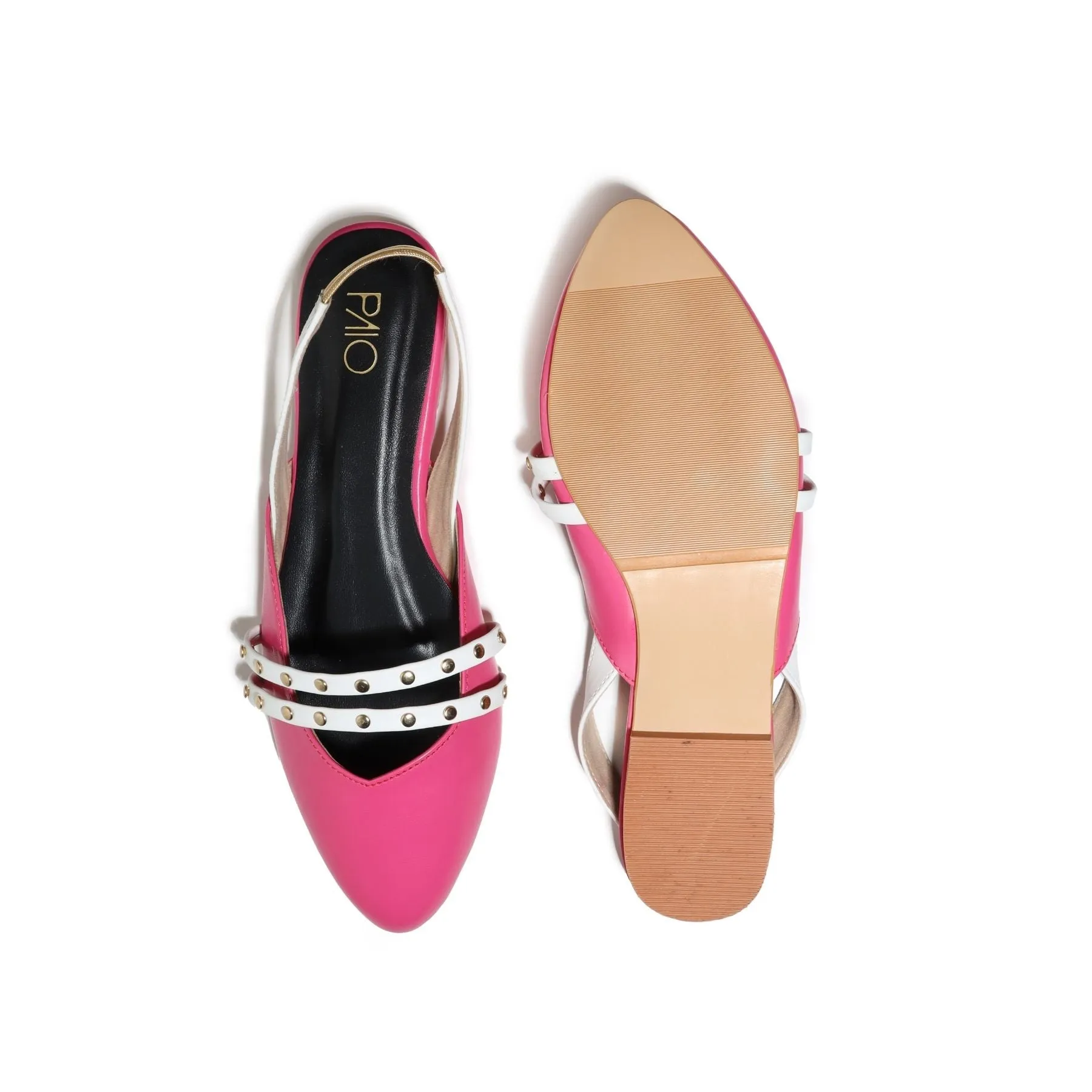 Tsilivi Pink & White Strapped Mules