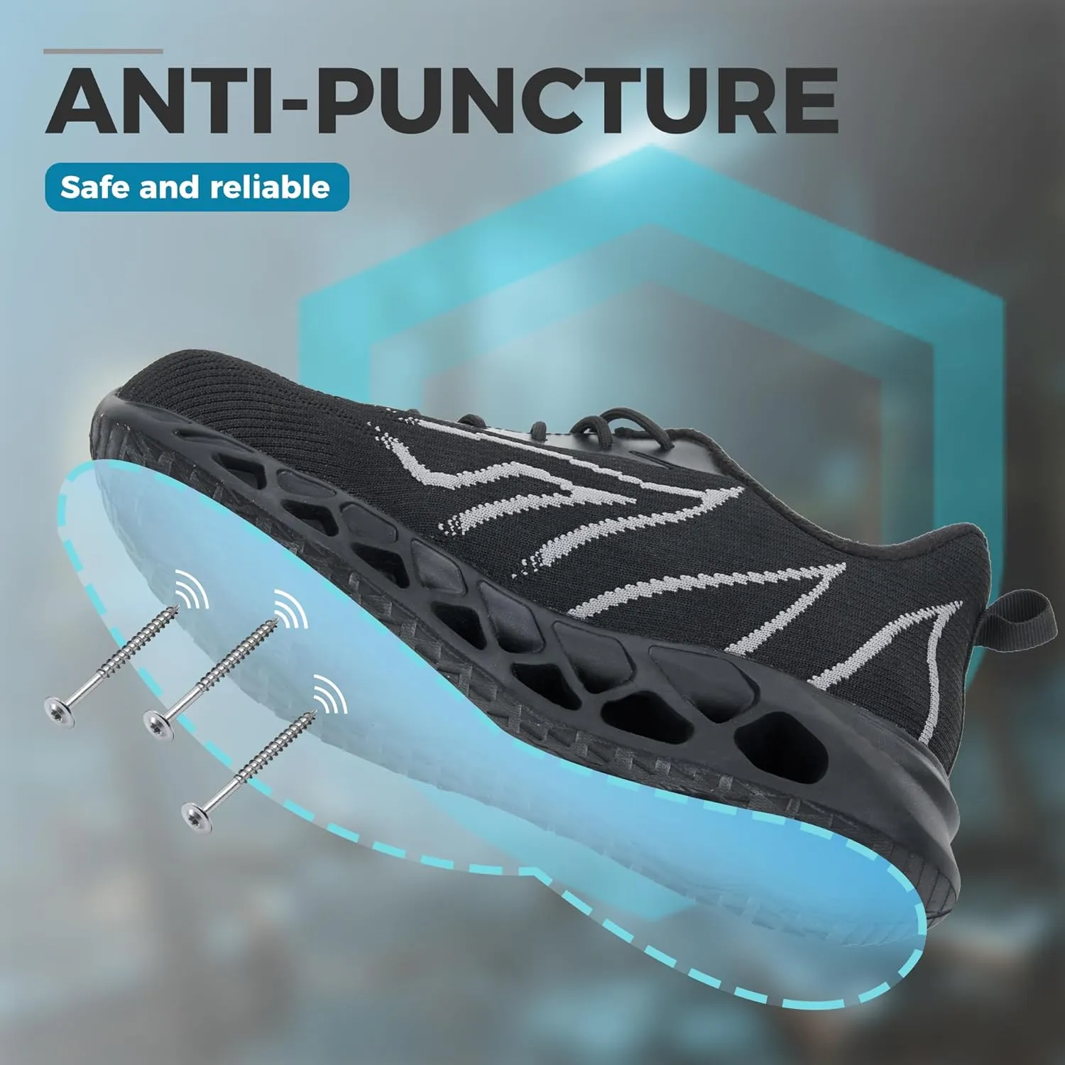 Ultra-Lightweight Steel Toe Shoes Water-Resistant, Slip-Resistant & Puncture-Proof Work Sneakers, Perfect for Construction, Warehouse, and Everyday Casual Wear