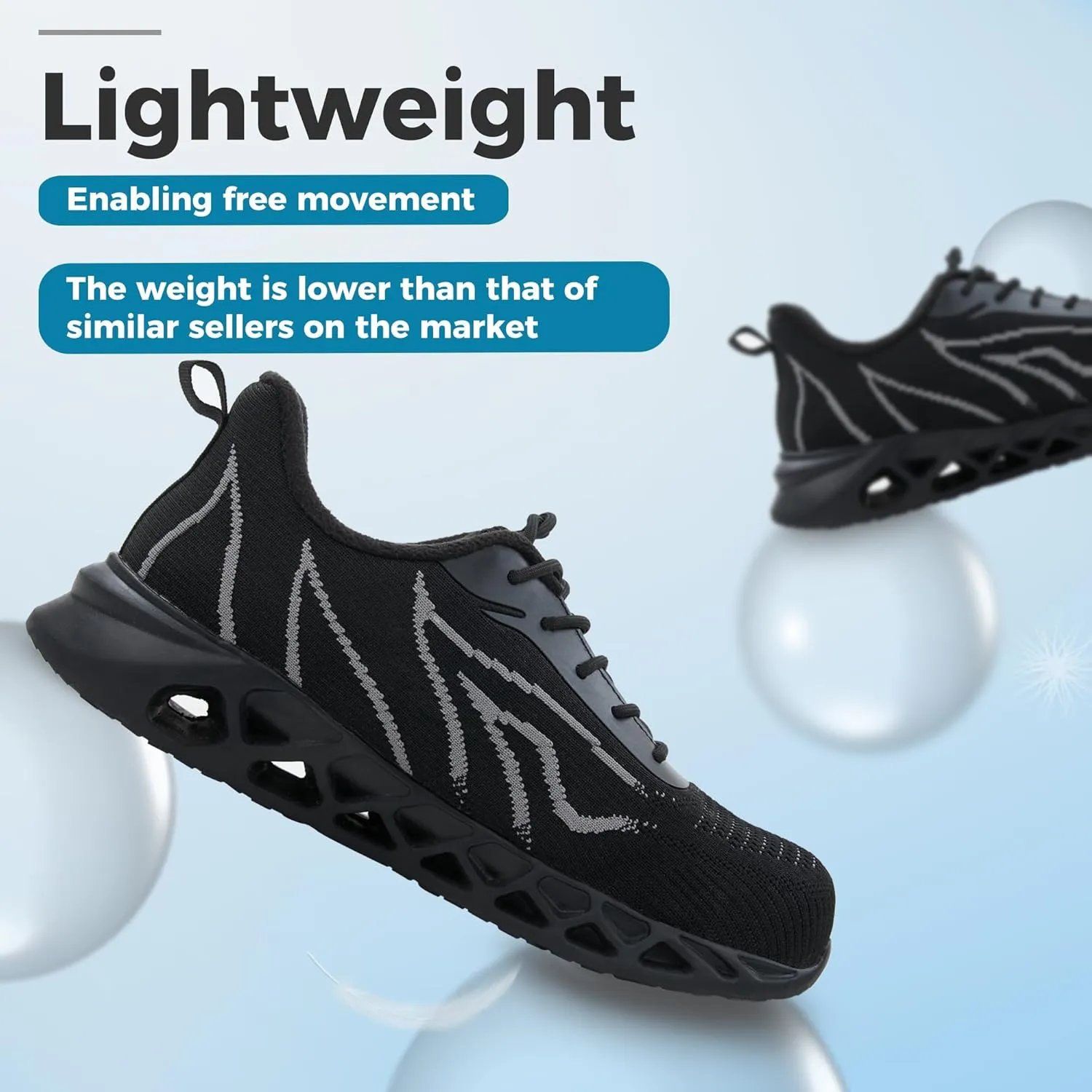 Ultra-Lightweight Steel Toe Shoes Water-Resistant, Slip-Resistant & Puncture-Proof Work Sneakers, Perfect for Construction, Warehouse, and Everyday Casual Wear