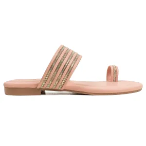 Vibrant Women's Pink Flat Sandals – Stylish PU Leather