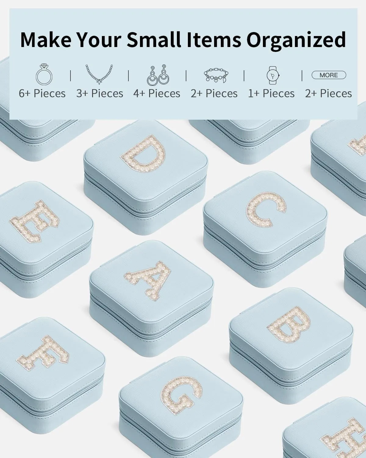 Vlando Travel Essentials for Women Jewelry Box, Travel Accessories for Teen Girl Trendy Stuff, Necklace Organizer Earrings Ring Organizer, Travel Must Have Jewelry Organizer - Letter D, Blue