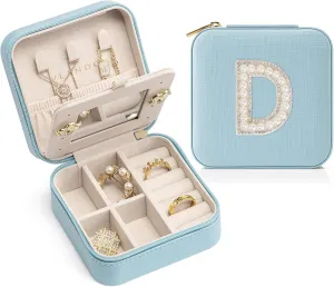 Vlando Travel Essentials for Women Jewelry Box, Travel Accessories for Teen Girl Trendy Stuff, Necklace Organizer Earrings Ring Organizer, Travel Must Have Jewelry Organizer - Letter D, Blue Vlando Travel Essentials for Women Jewelry Box, Travel Accessories for Teen Girl Trendy Stuff, Necklace Organizer Earrings Ring Organizer, Travel Must Have Jewelry Organizer - Letter D, Blue