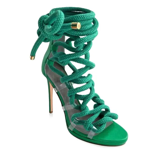 Women's Sexy Open Toe Cross Lace Up High Heel Sandals