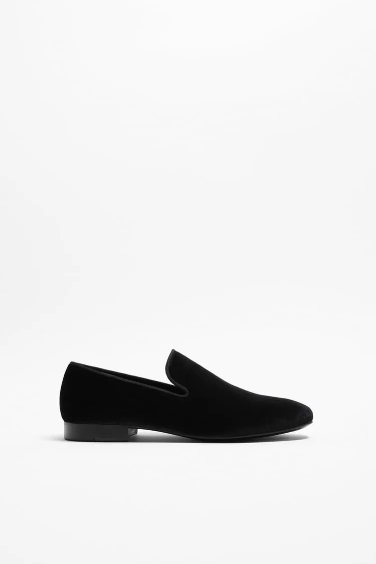 Zara Black Velvet Loafer