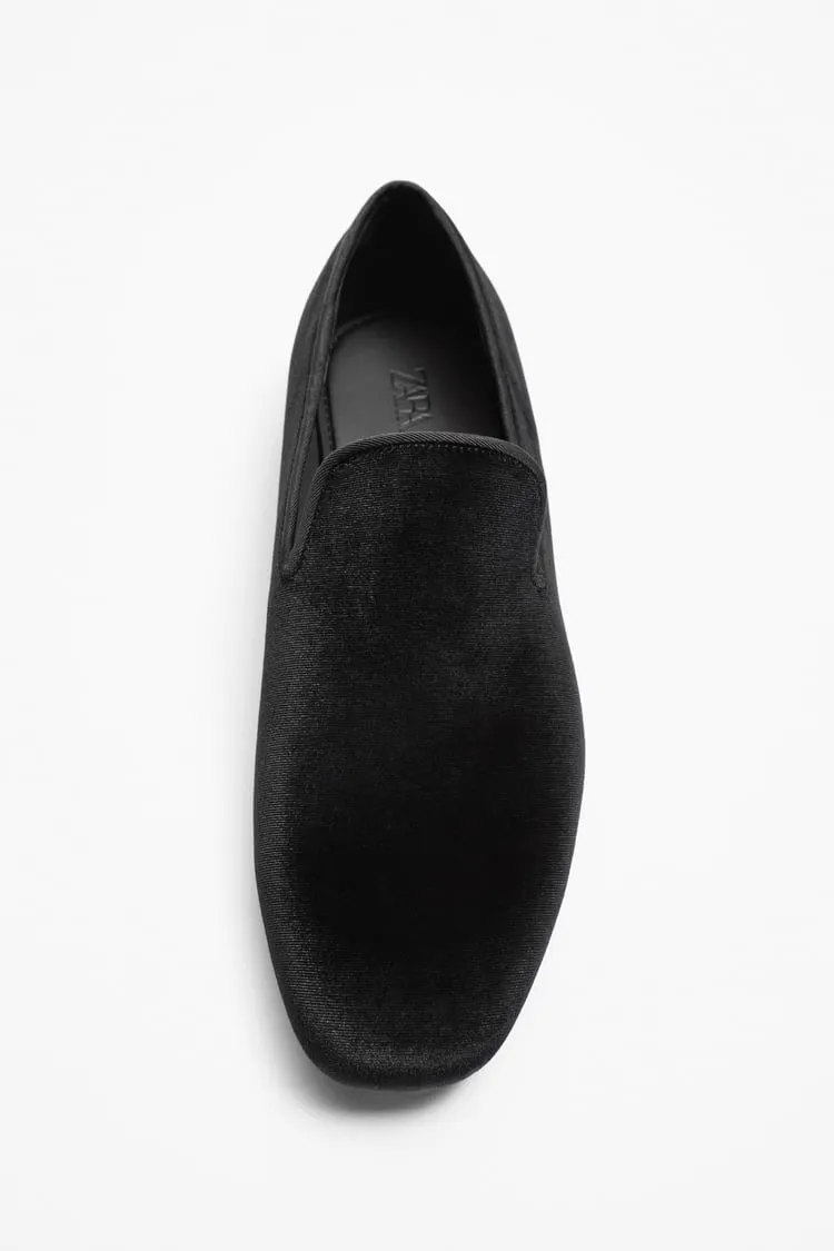Zara Black Velvet Loafer