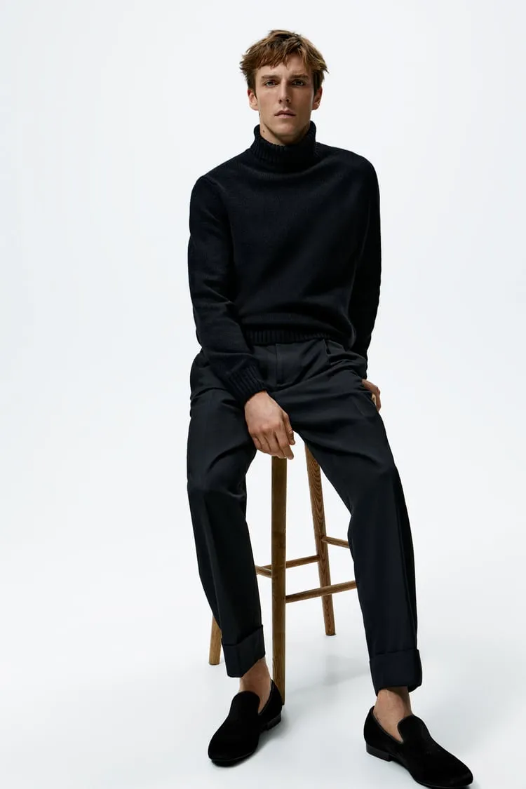 Zara Black Velvet Loafer