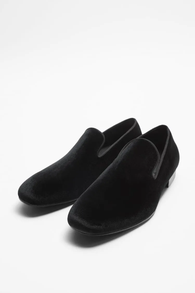 Zara Black Velvet Loafer