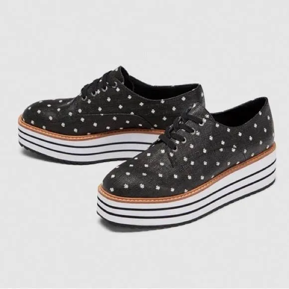 Zara *brand new polka dot flatform oxfords